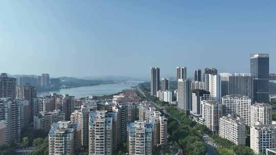 惠州城市建筑风光航拍惠城区江北经济中心视频素材模板下载