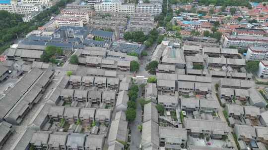 航拍山东青州古城大景古街古巷