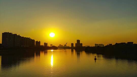 河流黄昏日落延时摄影