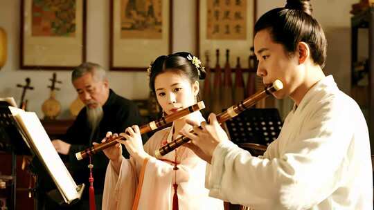 笛子箫演奏风传统乐器视频