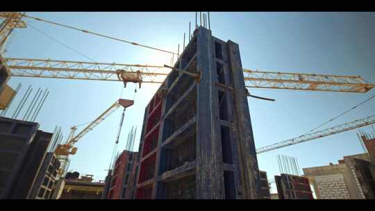 城市建设地产开发建筑工地塔吊4k素材