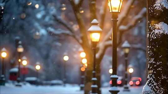 冬天冬季雪景冰晶雪花特写大雪下雪天冬至冰