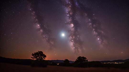 夜空下的星河与原野