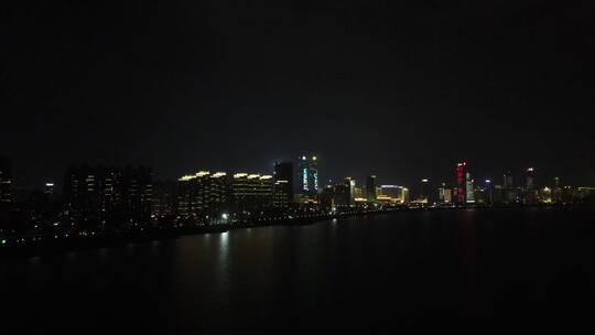 江西南昌城市夜景灯光地标建筑航拍