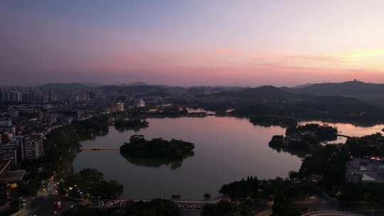 广东惠州西湖5A景区日落晚霞夕阳航拍