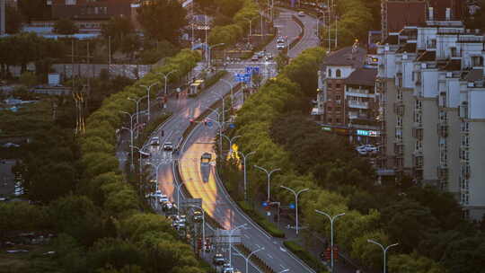 4k_北京城市公路车流日转夜延时