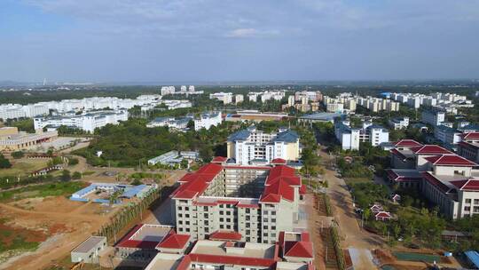 海南师范大学桂林洋新校区校园航拍视频素材