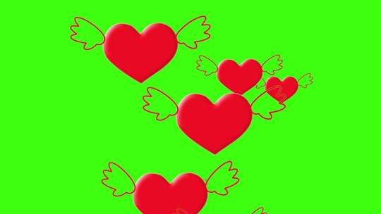红心横飞翔爱情爱心红色心元素红心飘逸浪漫视频素材模板下载