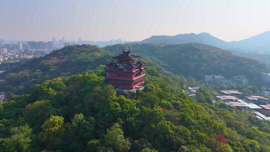 杭州城隍阁景区航拍上城区风景风光素材