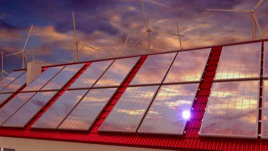 太阳能发电光伏电力三维动画