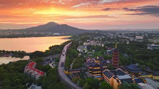 南京玄武湖紫金山鸡鸣寺日出