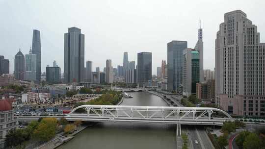 天津海河风景城市风光航拍