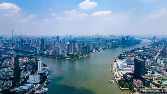 广州荔湾白鹅潭商务区城市天际线延时摄影