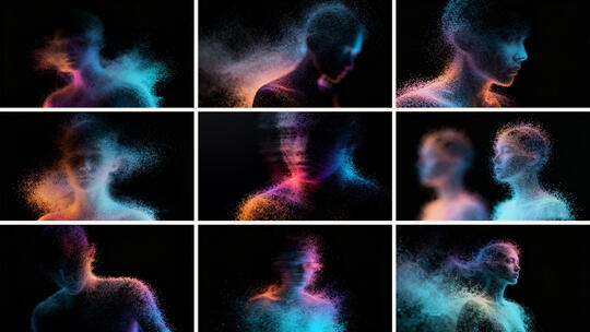 粒子特效人物光影 炫彩粉尘动态人像