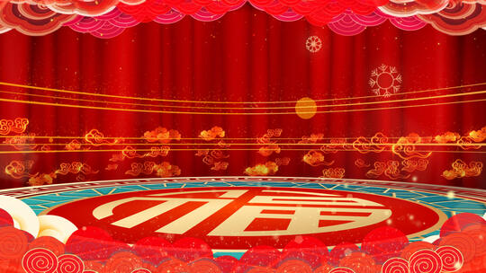 红色喜庆春节过年视频背景AE模板