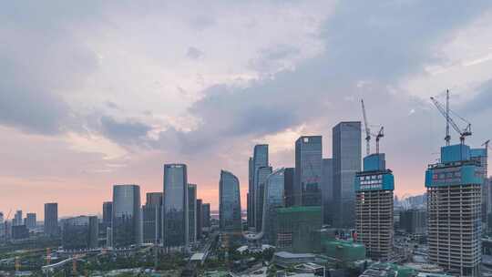 深圳南山前海建筑群日落延时