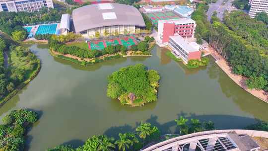 广州大学校园航拍风景风光大学城