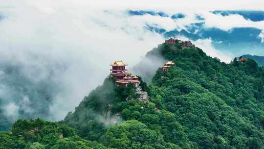 航拍陕西 西安 南五台景区 秦岭山脉