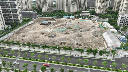 航拍福州在建中福高小学部、初中部建筑工地视频素材模板下载