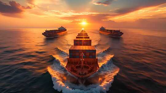 海运货轮集装箱大海航运一带一路