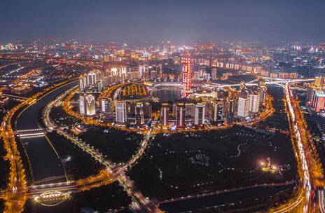 郑州东区夜景航拍