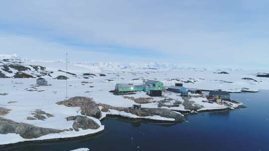南极洲半岛Vernadsky站鸟瞰图