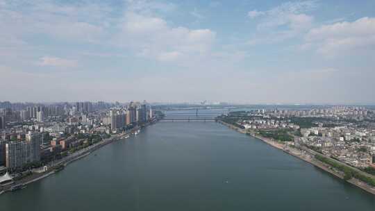 湖北襄阳汉江两岸航拍