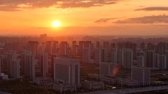 城市日落全景