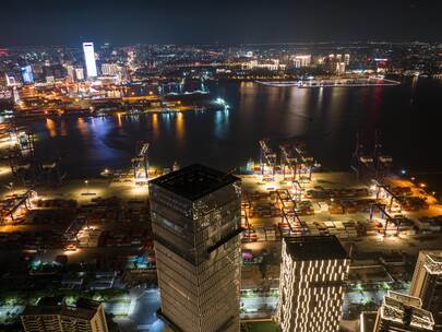 海口港口夜景延时