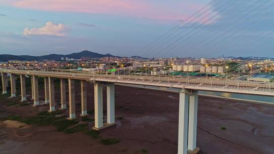 厦门漳州跨海大桥厦漳大桥夕阳航拍