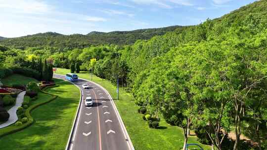 沿山公路 山路跟车航拍 景观道路