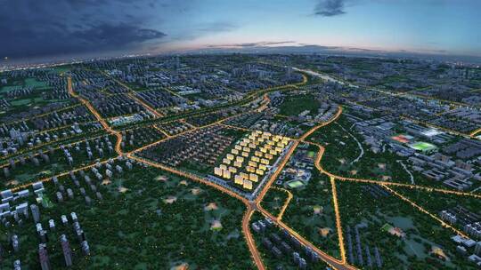 鸟瞰地产项目城市区位三维画面