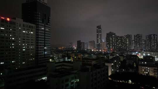 深圳罗湖区夜景航拍