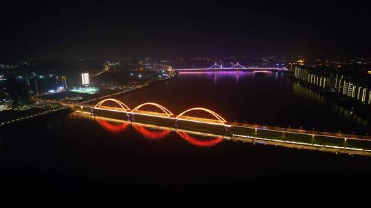 4k长沙湘江福元路大桥夜景