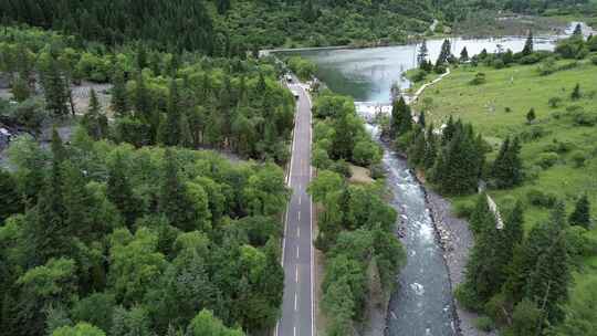 川西四姑娘山雪山峡谷森林航拍