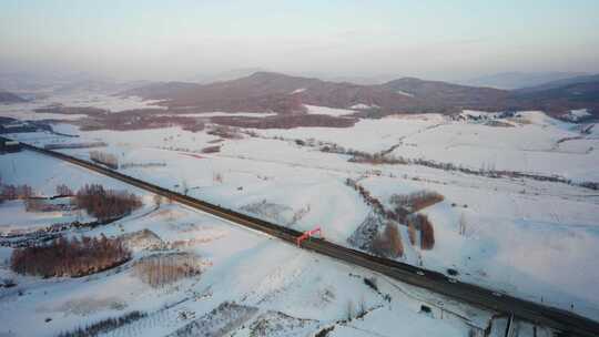 航拍雪景公路 冬天雪山宣传片