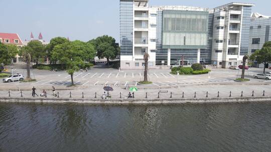 上海宝山区美兰湖国际会议中心4K航拍原素材