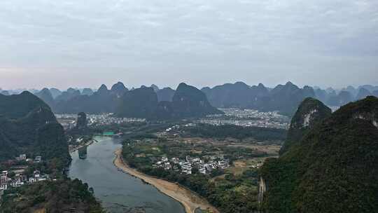 桂林山水美丽景色航拍