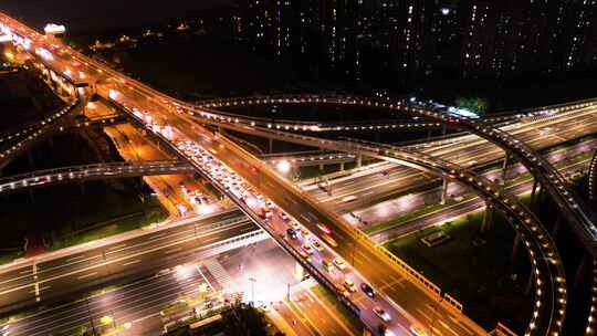 城市立交桥高架桥夜景汽车车流视频素材