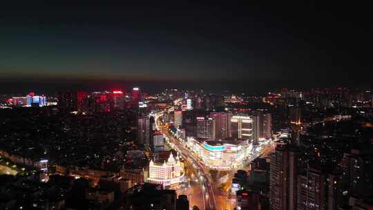 航拍四川泸州夜景泸州城市建设