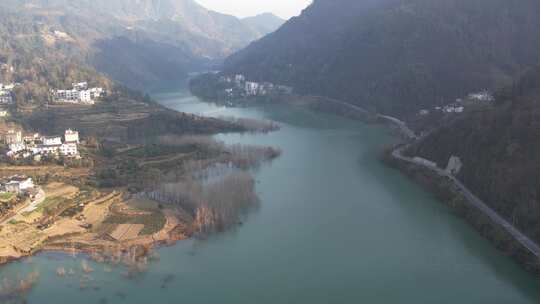 长江支流湖北恩施清江段风景风光航拍