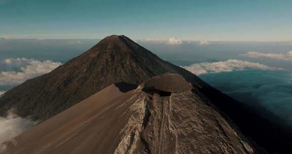 火山，危地马拉，峰，烟