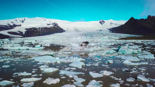 航拍冰雪融化景观视频素材模板下载