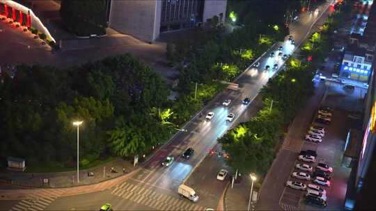 十字路口城市车流延时车辆交通夜晚夜景