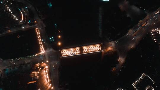 外百度桥夜景航拍