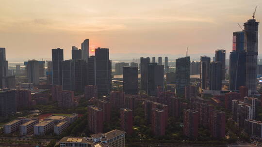 南京城市航拍建邺区河西新城金融城繁华