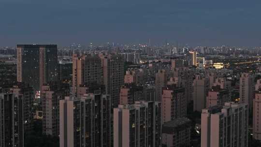 上海松江区住宅建筑群万家灯火风光