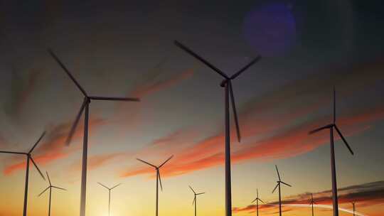 黄昏风力发电机发电站可再生能源！
