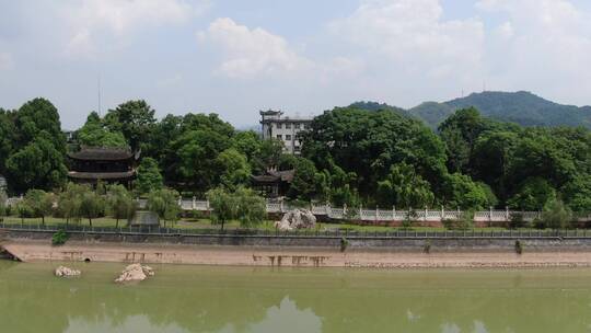 航拍湖南黔阳古城沿江古镇