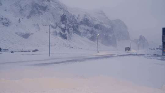 暴风雪，雪，山，路